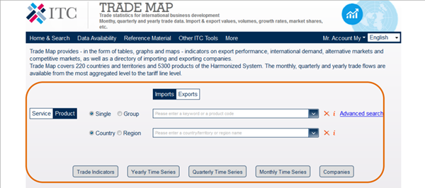 کار کردن با trade map